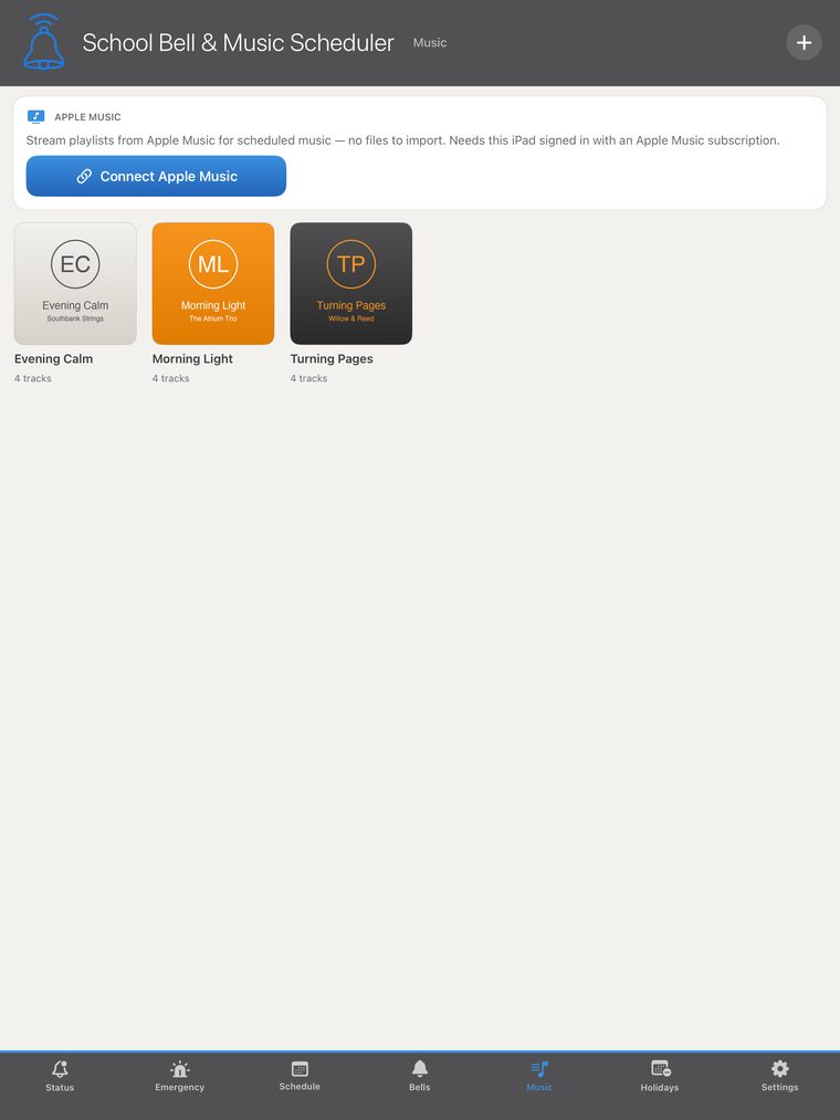 Music screen with Apple Music