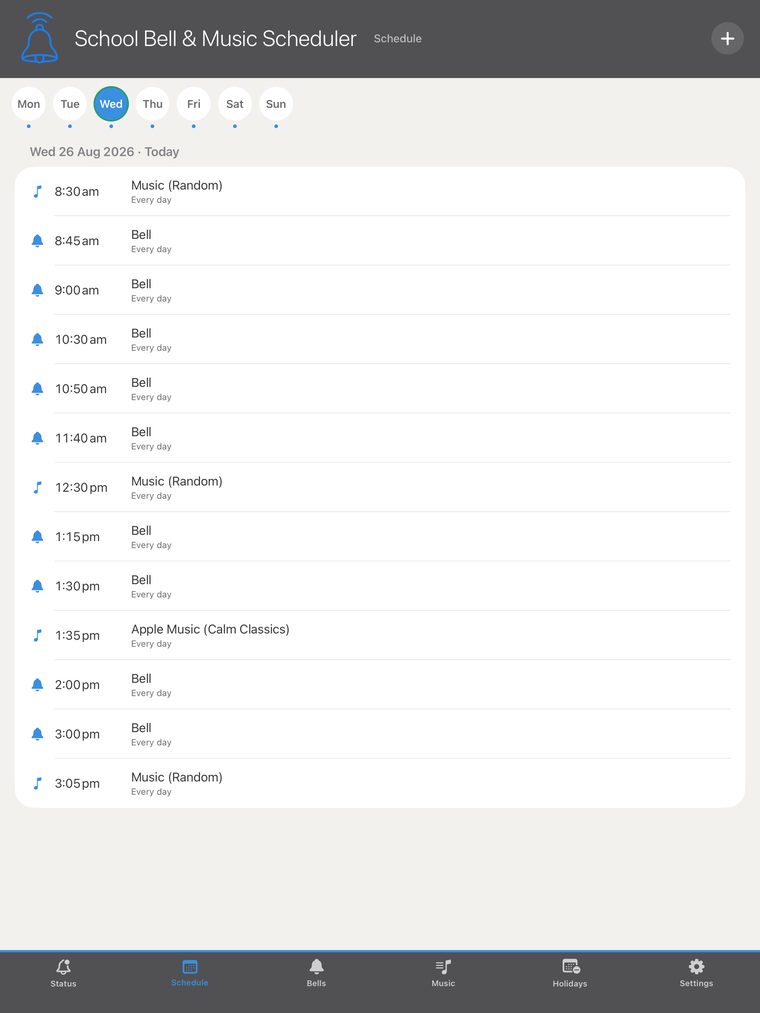 Schedule screen