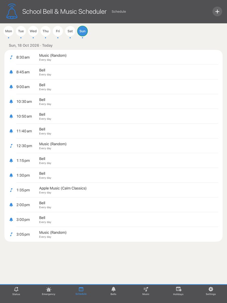 Schedule screen