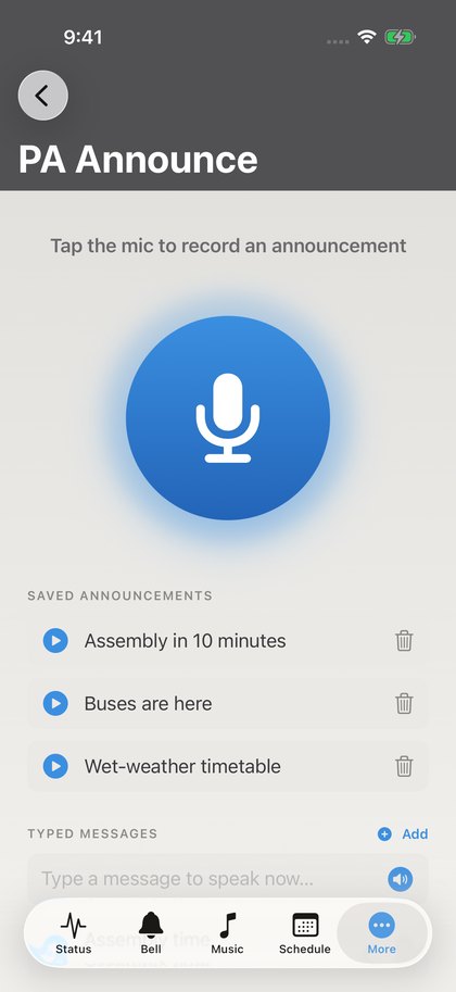 PA announcements from iPhone